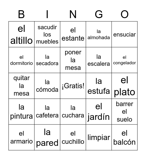 Descubre 2 Leccion 3 La Vivienda Bingo Card