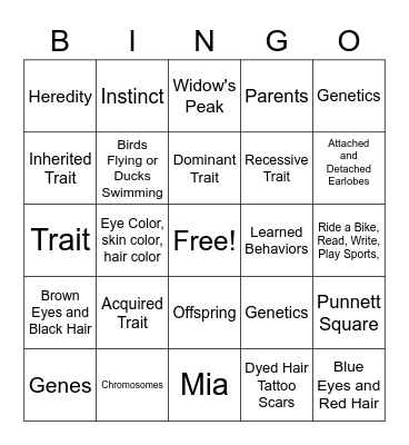 Genetics Bingo Card