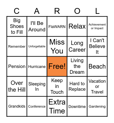 Career Celebration Bingo Card