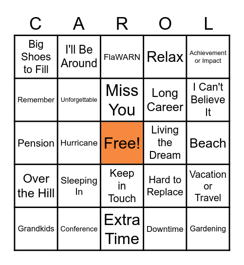 Career Celebration Bingo Card
