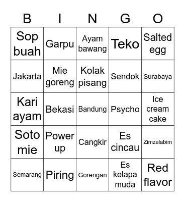 Irene’s Bingo Card