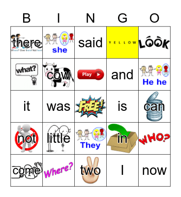 Sight Words Bingo Card