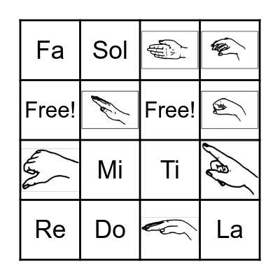 Hand Signs Bingo Card