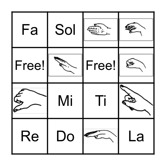 Hand Signs Bingo Card
