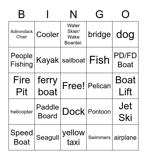 Dad's 75th Boat Ride Bingo Card