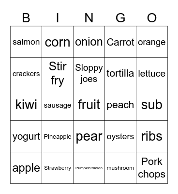 ASLDeafined Fruits/Veggies & Foods 3 Bingo Card