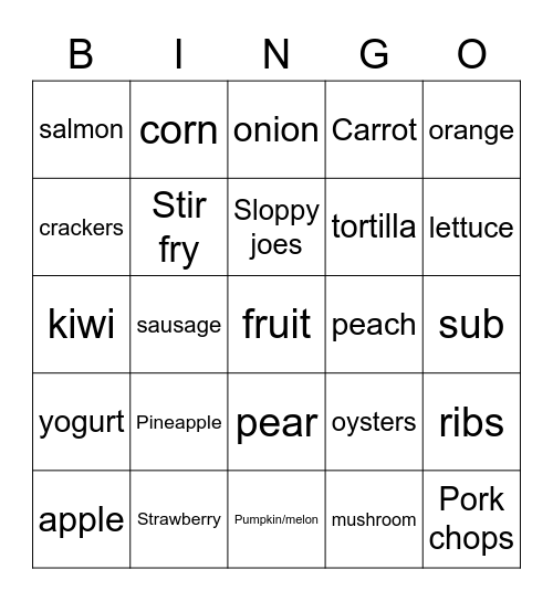 ASLDeafined Fruits/Veggies & Foods 3 Bingo Card