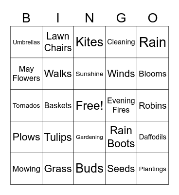 Spring Friday Fun Bingo Card