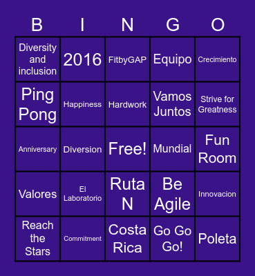 5th Anniversary - GAP COLOMBIA Bingo Card