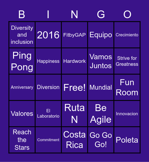 5th Anniversary - GAP COLOMBIA Bingo Card