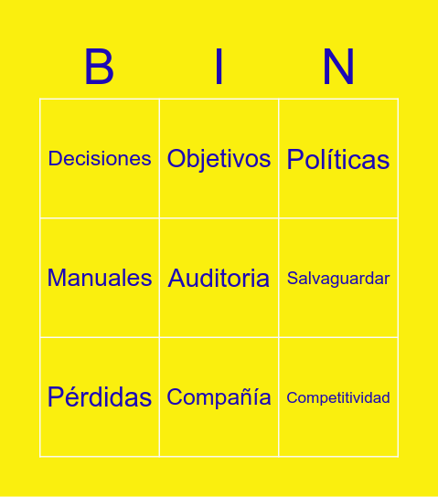 SEMANA DEL CONTROL INTERNO Bingo Card