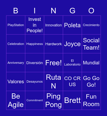 5th Anniversary - GAP COLOMBIA Bingo Card