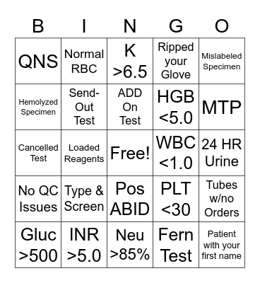 Lab Bingo Card