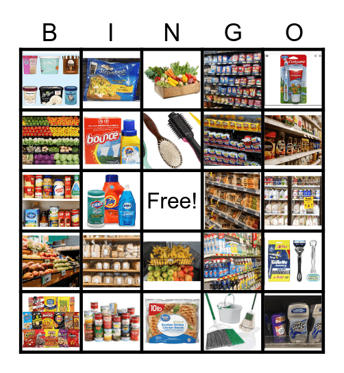 Grocery Items Bingo Card