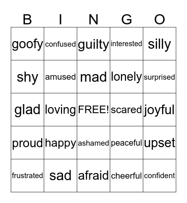 Feelings Bingo! Bingo Card