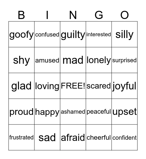 Feelings Bingo! Bingo Card