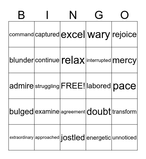 Theme 4 Robust Vocabulary Bingo Card