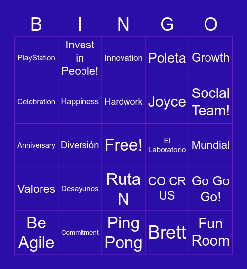 5th Anniversary - GAP COLOMBIA Bingo Card