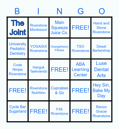 Riverstone Family Wellness Fair Bingo Card