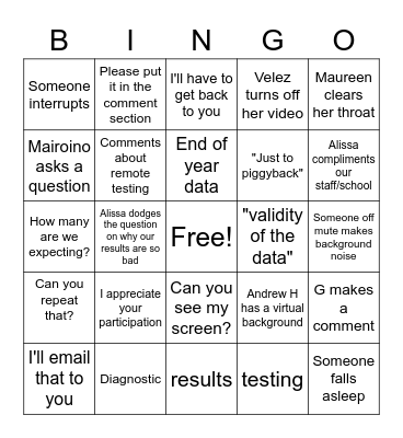 iReady Bingo Card