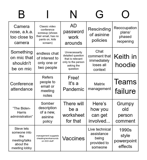 April 16 All Hands Bingo Card