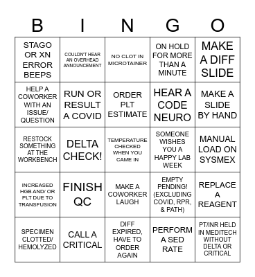 LABINGO: FLOAT Bingo Card