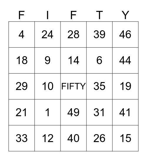 celebrating 50 years Bingo Card