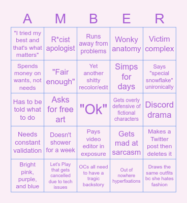 Amber's Bingo Shenanigans Bingo Card