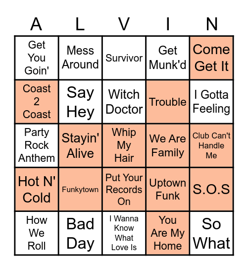 Alvin and the Chipmunks Bingo Card