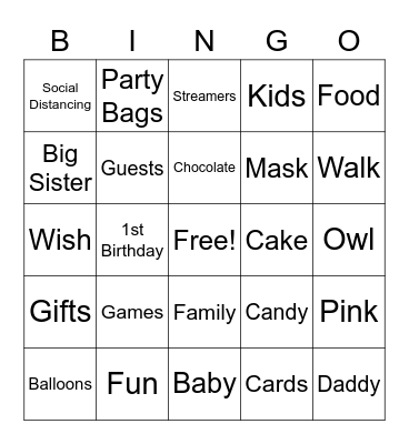 Kyrra Birthday Bingo Card