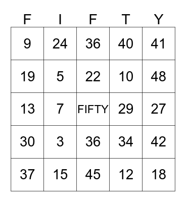 celebrating 50 years Bingo Card