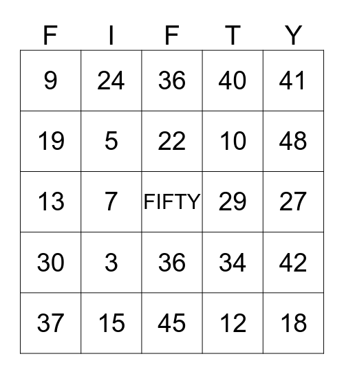 celebrating 50 years Bingo Card