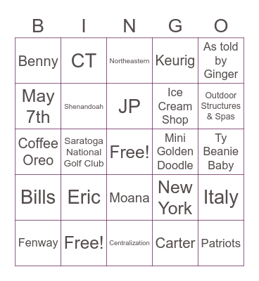 Cecily Wedding Shower Bingo! Bingo Card