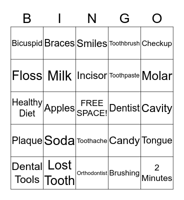 Dental Bingo Card