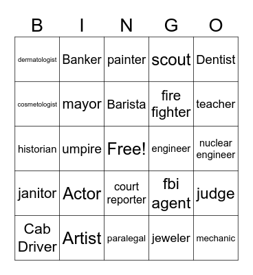 Career Bingo Card