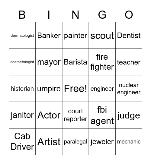 Career Bingo Card