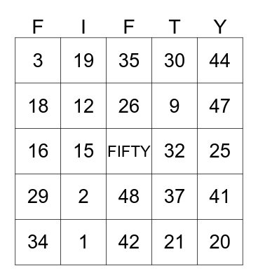 celebrating 50 years Bingo Card