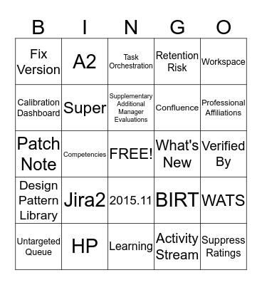 HR Talent and Performance Bingo Card