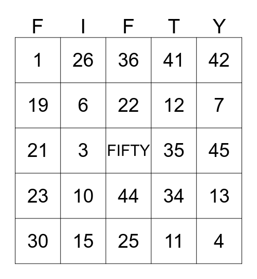 celebrating 50 years Bingo Card