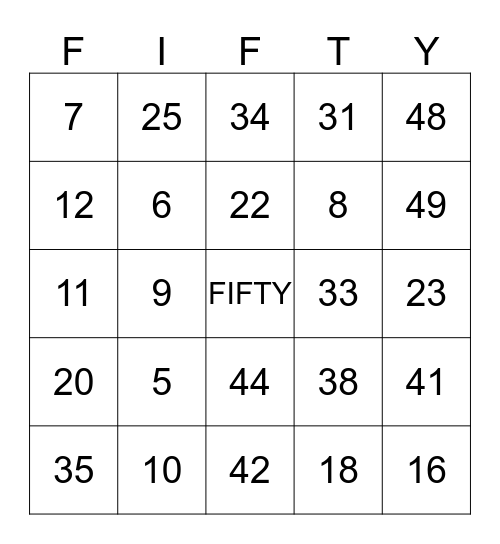 celebrating 50 years Bingo Card