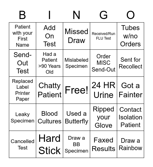 Lab Bingo Card