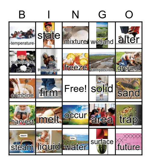 3rd Grade, Unit 5 Vocabulary Bingo Card
