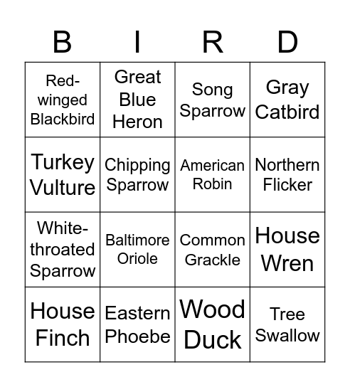 Spring Birds NY - Set 1 Bingo Card