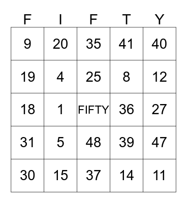 celebrating 50 years Bingo Card