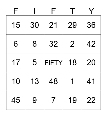 celebrating 50 years Bingo Card