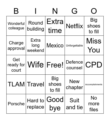 Brad Bingo Card