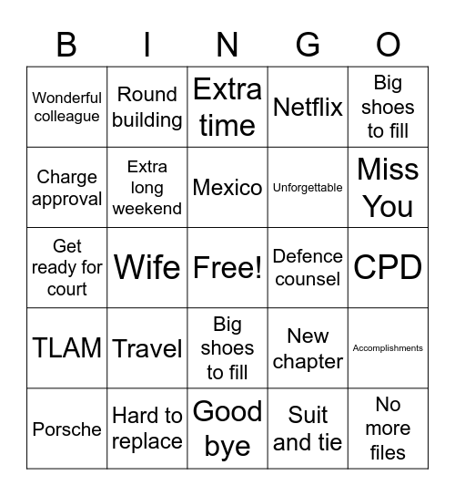 Brad Bingo Card