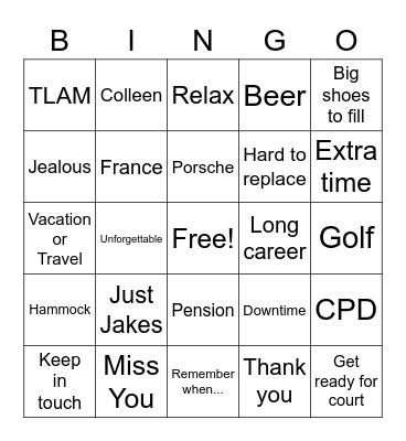 Brad Bingo Card