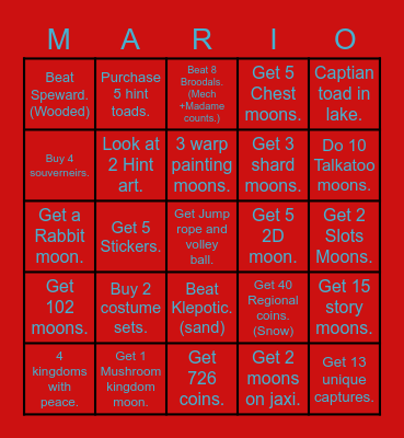 Super Mario Odyssy Issac vs. Thomas Bingo Card