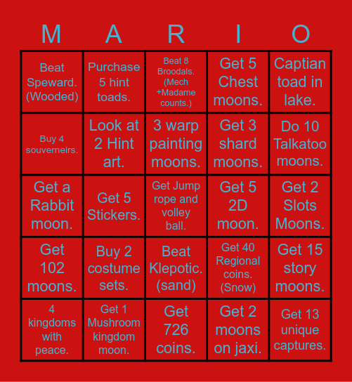 Super Mario Odyssy Issac vs. Thomas Bingo Card